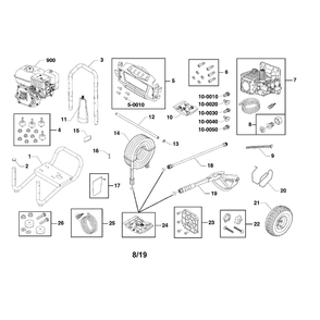 Main Unit Diagram and Parts List for 021024-00  Briggs and Stratton Pressure Washer